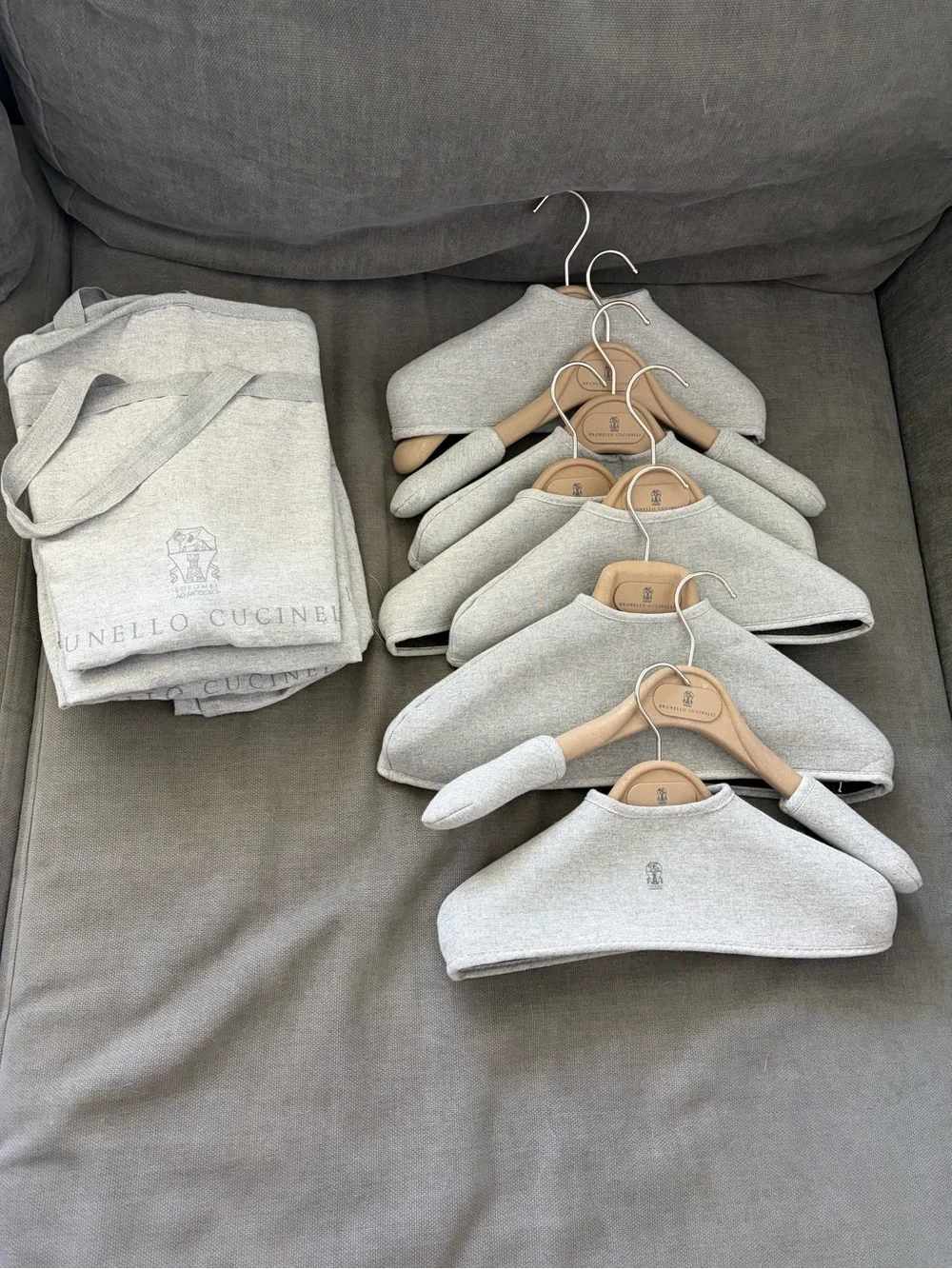 Brunello Cucinelli garment bags & Light Gray Padded Hanger Covers - Set